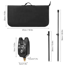 Load image into Gallery viewer, Lixada Fishing Bite Indicators Kit, 3 LED Alarm Alerts, 3 Extending Aluminum Alloy Banksticks, 3 Swingers with Padded Tool Bag