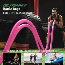 Load image into Gallery viewer, 1 inch 30ft Pink Battle Rope Workout Rope Battle Ropes for Home Gym Exercise for Working Out for Exercise Training Weighted Workout