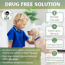 Load image into Gallery viewer, Dog Calming Pheromone Diffuser Kit with Timer – 2 Plug-Ins + 4 Refills – Smart 4-Level Timing Calming Aid – Stress Relief for Dogs – Help with Anxiety, Barking, Fighting, Thunder, Travel, Vet Visits