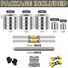 Load image into Gallery viewer, PHOEROS Adjustable Dumbbell Set - 44/66/88 LBS weights set, Dumbbell Barbell 3 in 1, Steel Dumbbells Pair with Connecting Rod for Adults Women Men Fitness Workout, Home Gym Exercise Training Equipment (88lbs)