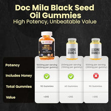 Load image into Gallery viewer, Doc Mila Organic Black Seed Oil Gummies 1500mg - Black Seed Oil Softgels Capsules with Honey, Pineapple Flavor - Gluten Free, Soy Free & Non-GMO