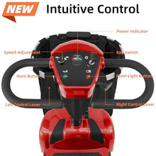 Load image into Gallery viewer, 45 Miles 4 Wheels Mobility Scooter for Seniors/Adults Up to 300LBS,350W Electric Wheelchair Detachable Lithium Battery,Dual Baskets,Rotating Seat,with Taillight, USB Charging, Red