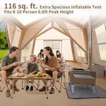 Load image into Gallery viewer, ABORON 8-10 Person Inflatable Camping Tent, 2-Room Glamping Tent with Pump
