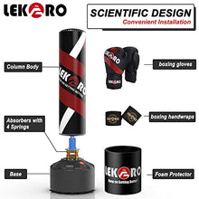 Load image into Gallery viewer, LEKÄRO Punching Bag 70" with Boxing Gloves, Heavy Boxing Bag with Stand for Adult Teens, Kickboxing Bag for MMA Muay Thai Fitness (Black red)