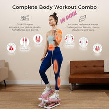 Load image into Gallery viewer, Sunny Health & Fitness Total Body 2-in-1 Stepper Machine, Total Body Workout, Adjustable Hydraulic, Resistance Bands, Non-Slip Pedals w Optional Free SunnyFit App Enhanced Bluetooth Connectivity