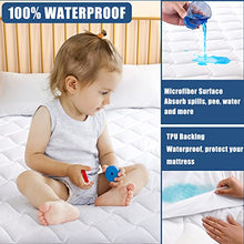 Load image into Gallery viewer, Twin Size Quilted Fitted Mattress Pad, Waterproof Breathable Cooling Mattress Protector, Stretches up to 21 Inches Deep Pocket Hollow Cotton Alternative Filling Noiseless Mattress Cover