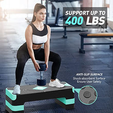Load image into Gallery viewer, GYMMAGE Aerobic Exercise Stepper - Adjustable Workout Platform, 26.5" Step Deck with 4" 6" 8" Height Risers, Women's Home Gym Cardio Fitness