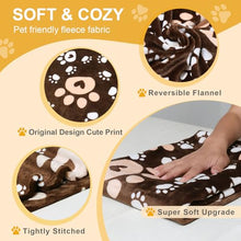 Load image into Gallery viewer, Gowyeg Dog Blanket, Soft Fleece Dog Blankets for Small Medium Dogs, Fluffy Flannel Pet Cat Puppy Blanket Mat Cover for Bed Couch, Cute Paw Print Throw Blanket for Dogs,Brown, 40"X30"