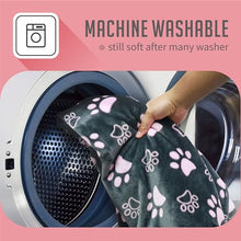 Load image into Gallery viewer, Gowyeg Upgraded Dog Blankets for Large Dogs, Cat Flannel Blankets Washable, with Premium 300GSM Soft Pet Throw Cover for Kennel Crate Bed, Cute Paw Pattern,50x60 inch,Grey & Pink.