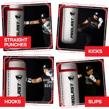 Load image into Gallery viewer, PROLAST 4Ft 135Lb XL Heavy Punching Boxing Bag for Adults, MMA, Martial Arts, Muay Thai, Kicking, Strength Training Equipment, Filled, New Edition Logo, White and Red