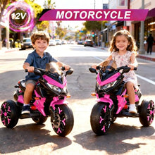 Load image into Gallery viewer, 3-Wheel Ride-On Toy Motorbike with Lighting Wheels, Music Player (Connect with Phone) and Hand Drive (Pink)
