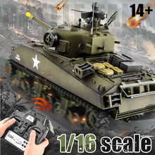 Load image into Gallery viewer, erthor Fun RC Sherman Tank Model,HengLong RC Tanks 1/16 Scale 2.4ghz US M4A3 Sherman Tank