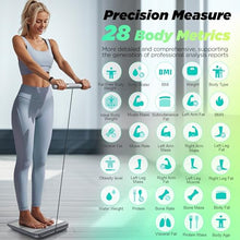 Load image into Gallery viewer, RunStar Scale for Body Weight and Fat Percentage, 8-Electrodes Precision Digital Smart Scale for BMI 28 Body Composition Measurement, Silver Bathroom Smart Scales with Large Display