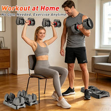 Load image into Gallery viewer, 25/55lb Adjustable Dumbbell Set of 2, 5-in-1/10-in-1 Free Weights with Anti-Slip Texture Handle for Exercise, Fitness Equipment Set for Home Gym Strength Training, Suits Both Men and Women(Red 25LBS Pair)