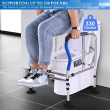 Load image into Gallery viewer, Toilet Safety Rail Frame, Heavy Duty Stand Alone Toilet Rail with Handles for Elderly Handicap, Adjustable Height & Width, Double Crossbar & Suction Cups, 330lbs Capacity, Fits Most Toilets