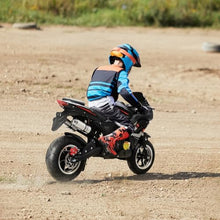 Load image into Gallery viewer, 49cc 4-Stroke Pocket Rocket Motorcycle, Gas Motocross Kids Dirt Bike 8 Inch Wheels Mini Motorcycle, Gas Pocket Motorbike, Black
