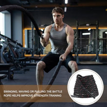 Load image into Gallery viewer, MECCANIXITY Battle Rope 40ft x 1 Inch Polyester Workout Rope Heavy Fitness Exercise Rope for Strength Training Home Gym Muscle Building, Black Red