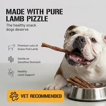Load image into Gallery viewer, Dog Chits Bully Sticks for Dogs & Puppies – 100% Lamb Pizzle, High Protein, Low Fat Dog Chews, Baked, Long Lasting, Crafted, Packaged & Tested in USA – 8 oz (8–12 Inch Pieces)