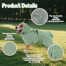 Load image into Gallery viewer, Super Absorbent Dog Bathrobe Pineapple Soft Fast Drying Dogs Towel Robe Adjustable Drying Coat for After Bath with Hood (Pineapple Green, Small)