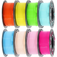 Load image into Gallery viewer, 1.75mm 3D Printer PLA Filament 8 Colors Bundle: Pink, Yellow, Orange, Lime Green, Sky Blue, Cyan, Beige, Rose Red, 8 Spools Packed, Each 250g, Total 2Kg 3D Printing Material, 250g x 8 Spools