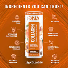 Load image into Gallery viewer, HYDRADNA- Sparkling Liquid Collagen Protein Water Drink Balanced Nutrients for Wellness - Sugar-Free - Keto-Friendly - No Gluten (12 Pack) Georgia Peach