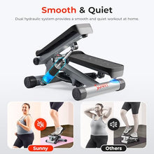 Load image into Gallery viewer, Sunny Health & Fitness Mini Steppers for Exercise at Home, Stair Step Workout Machine with Resistance Bands, Full Body Cardio Equipment with Digital Monitor - No. 012 -S