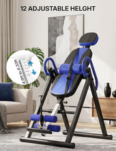 Load image into Gallery viewer, YOLEO Gravity Heavy Duty Inversion Table with Headrest & Adjustable Protective Belt Back Stretcher Machine for Pain Relief Therapy (W1-Blue)