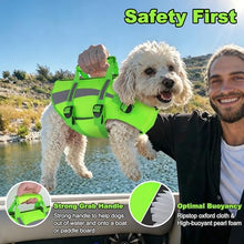 Load image into Gallery viewer, Dogcheer Dog Harness Life Jacket for Small Medium Large Dogs, High Buoyancy Pet Float Vest with Rescue Handle, Reflective & Adjustable Dog Life Vests for Swimming - Green, L