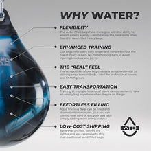 Load image into Gallery viewer, Aqua Training 190 lb. Punching Bag, 21" Water Filled Teardrop Shape for Boxers of All Skill Levels, Vinyl Construction, Ceiling Mount or Stand Compatible, UV Resistant, Black Eye – 2020136387