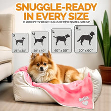 Load image into Gallery viewer, Personalized Pink Dog Blanket with Name - Embroidered Custom Blanket for Dog's Bed, Car, Couch, & More - Waterproof, Soft & Comfortable for Small to Large Dogs - Best Dog Gift