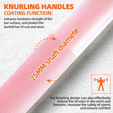 Load image into Gallery viewer, Fitvids 7ft Olympic Barbell 45LBS for Weightlifting and Powerlifting, 2 Inch Strength Training Bar - Pink