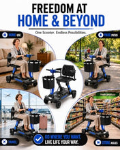 Load image into Gallery viewer, Ecomobi Light Weight Mobility Scooter for Seniors & Adults, 12–30 Mile Range, Foldable Airline Approved Portable 4 Wheel Motorized Scooter with Removable Lithium Battery, 300 lb Capacity, Ultra Blue