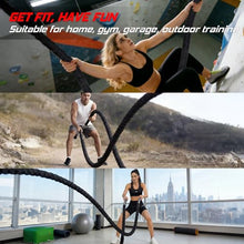 Load image into Gallery viewer, Battle Rope for Home Gym Workout - 1.5 Inch 30ft Heavy Weighted Training Exercise Ropes Fitness Equipment with Sleeve and Anchor Strap Kit for Outdoor Working Out