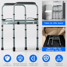 Load image into Gallery viewer, Toilet Safety Rail for Seniors – Adjustable & Foldable Toilet Safety Frame with Padded Handles, Stand Alone Bathroom Safety Rail & Toilet Support for Elderly, Fits Most Toilets, 350 lb Capacity