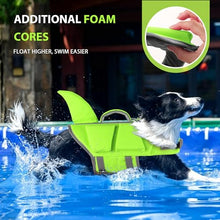 Load image into Gallery viewer, Dogcheer Dog Shark Life Jacket with Extra Foam, High Buoyancy Dog Life Vest with Rescue Handle for Swimming Boating, Reflective Adjustable Puppy Swim Vest for Small Medium Large Dogs, Green - XL