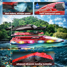 Load image into Gallery viewer, JOI MEW RC Boat for Kids with LED Lights, 2.4Ghz Remote Control Racing Boats for 8-12,Toy Water Boat for Pools & Lakes