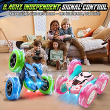 Load image into Gallery viewer, Hamdol Upgraded RC Car for Kids, 360° Rotating Double Sided Stunt Vehicle with Headlights