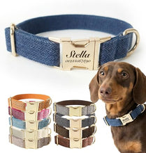 Load image into Gallery viewer, Personalized Polyester Dog Collar with Name and Phone Number, Customizable Laser-Engraved Collar with Metal Quick Release Buckle for Dogs