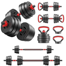 Load image into Gallery viewer, Fitvids 60lbs 4in1 Adjustable Dumbbell Set, Multi-Functional Changeable Dumbbell and Barbell Kettlebell Set
