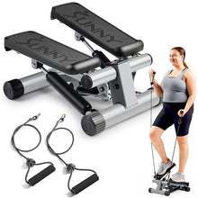 Load image into Gallery viewer, Sunny Health & Fitness Mini Steppers for Exercise at Home, Stair Step Workout Machine with Resistance Bands, Full Body Cardio Equipment with Digital Monitor - No. 012 -S
