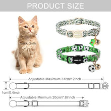 Load image into Gallery viewer, ARING PET 2 Pack Cat Collars with Bell, Cute Soft Cotton Kitten Kitty Breakaway Summer Cat Collars for Boy Girl Cats-Dinosaur & Green Soccer