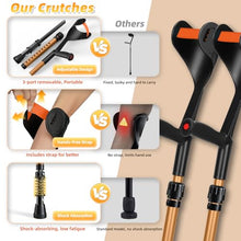 Load image into Gallery viewer, FUSHIDE Forearm Crutches for Adults,Lightweight Elbow Crutches, 10-Level Adjustable Height, Gold1Pair
