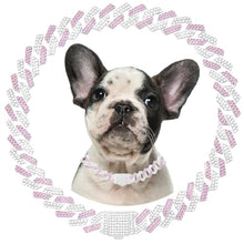 Load image into Gallery viewer, Pink Dog Chain Collars Diamond Dog Necklace Metal Cuban Link Puppy Collar with Secure Buckle Walking Crystal Jewelry Dog Chain Necklace Collar for Small Medium Large Pet Dogs Girls Female, 18 Inch