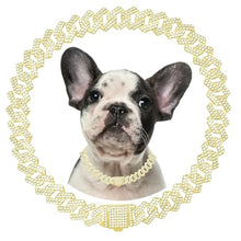 Load image into Gallery viewer, Gold Dog Chain Collars Diamond Dog Necklace Metal Cuban Link Puppy Collar with Secure Buckle Walking Crystal Jewelry Dog Chain Necklace Collar for Small Medium Large Pet Dogs Boys Girls, 18 Inch