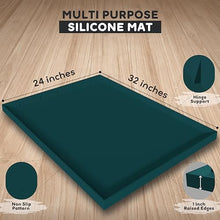 Load image into Gallery viewer, 32x24x1” XL Dog Food Mat - All Purpose Under Sink Liner, Washer and Dryer Covers for The Top, Silicone Griddle Mat for Blackstone - Raised Edges Dog Mat for Food and Water Prevent Spill, Waterproof