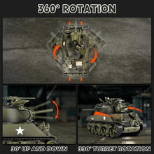 Load image into Gallery viewer, 1/18 M4A3 Sherman RC Tank, Smoke, LED Light, Sound, 15 Channel Remote Control Tank, Army Toys