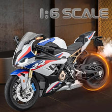 Load image into Gallery viewer, RC Motorcycle Model for Adult, 1/6 Scale S1000RR Dynamic Motorbike Display with Ignition Sound