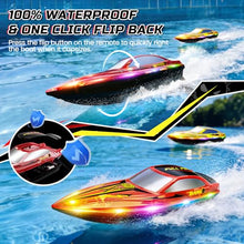Load image into Gallery viewer, DEERC 2-Pack RC Boats for Kids, Fast Remote Control Boat with 4×1200mAh Batteries