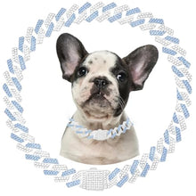 Load image into Gallery viewer, Blue Dog Chain Collars Diamond Dog Necklace Metal Cuban Link Puppy Collar with Secure Buckle Walking Crystal Jewelry Dog Chain Necklace Collar for Small Medium Large Pet Dogs Boys Girls, 14 Inch