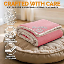 Load image into Gallery viewer, Personalized Pink Dog Blanket with Name - Embroidered Custom Blanket for Dog's Bed, Car, Couch, & More - Waterproof, Soft & Comfortable for Small to Large Dogs - Best Dog Gift